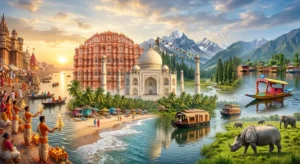 भारत के शीर्ष पर्यटन स्थल, Top Tourist Places in India, India Tourist Places in Hindi, ताजमहल आगरा, मनाली हिल स्टेशन, गोवा बीच, केरल बैकवाटर्स, लेह लद्दाख यात्रा, जयपुर पर्यटन, भारत घूमने की जगहें
